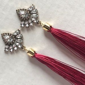 New| WINE TASSEL CRYSTAL EARRINGS